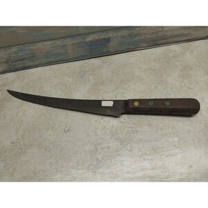 Antique Old File Long Curved Butcher Knife 10.5" Blade
